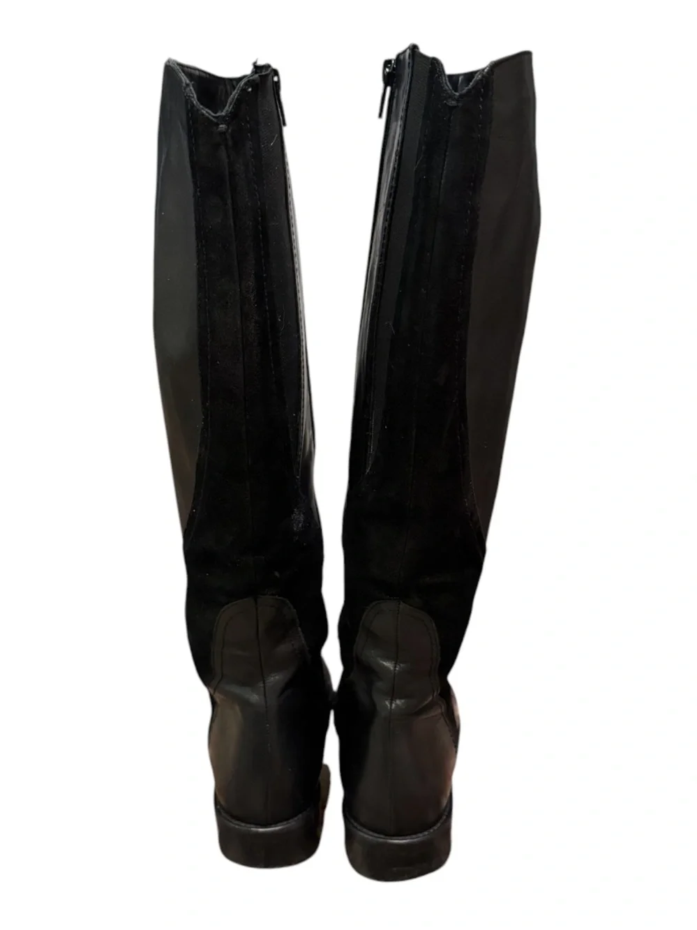 Italian Leather Knee High Boots Black Artisan Made Side Zip Size 9